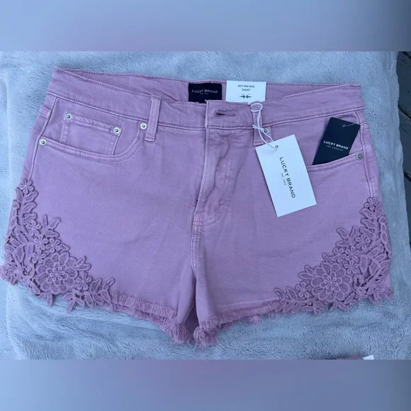 NWT Lucky Brand Boy Mid Rise Shorts in dusty pink - Picture 1 of 1